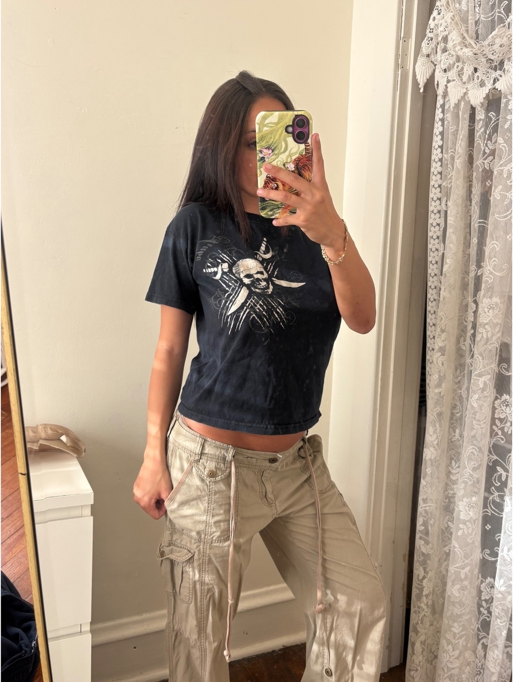 Y2k grunge black graphic baby tee